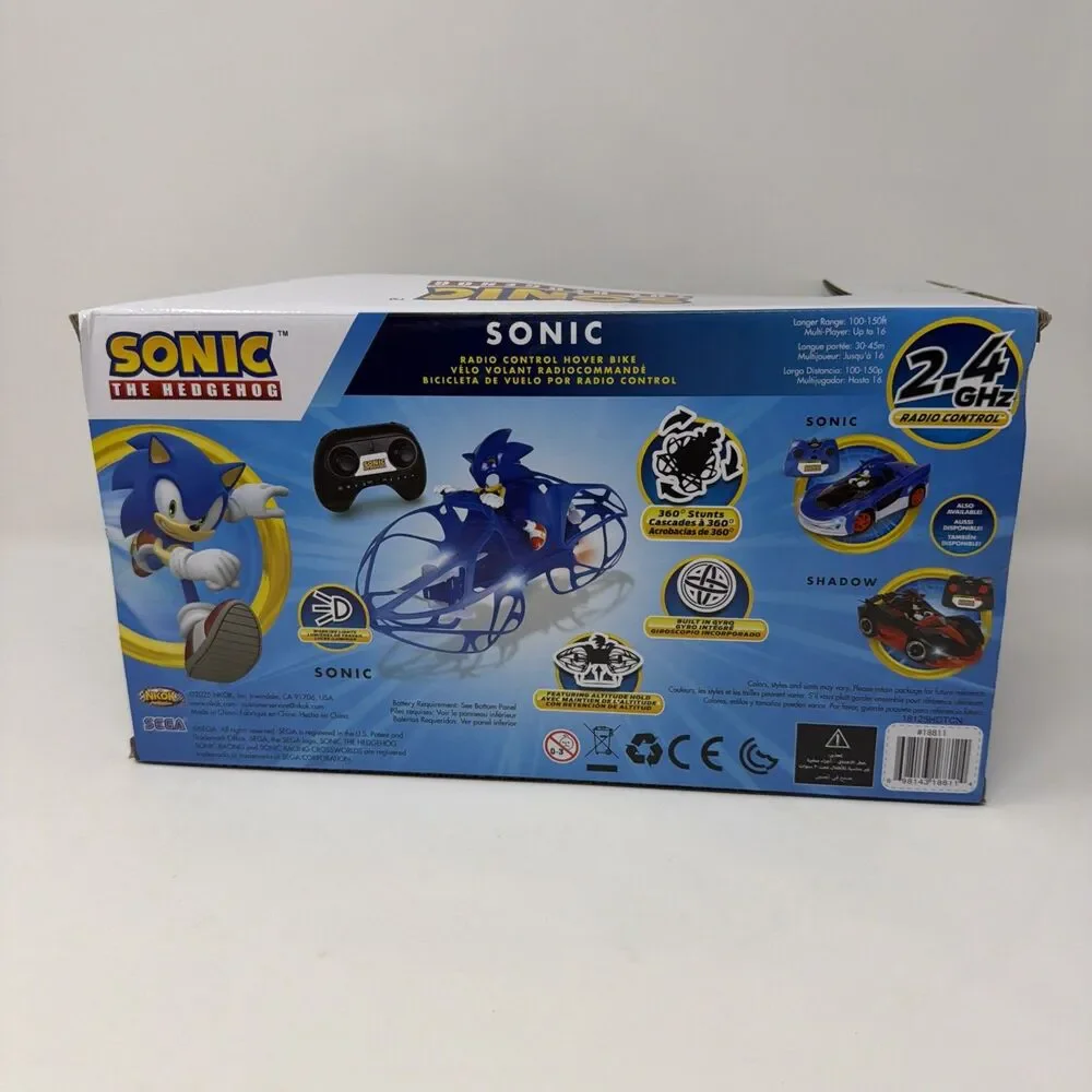 Sonic the Hedgehog RC Hoverbike Flying Toy 2.4Ghz Remote Control Gyro Lights NEW